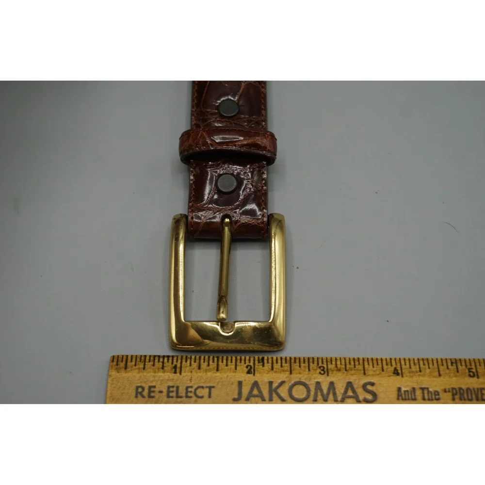 Torino Elite Genuine American Alligator Mens Belt Size 44 Brown Gold Buckle USA